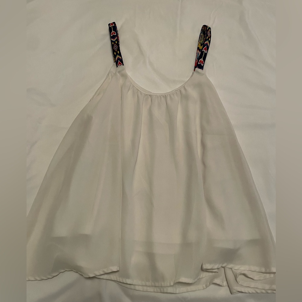 White Boho Tank Top, Small